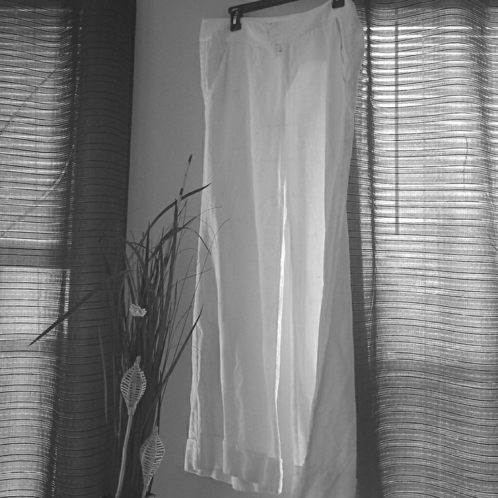 white linen pants